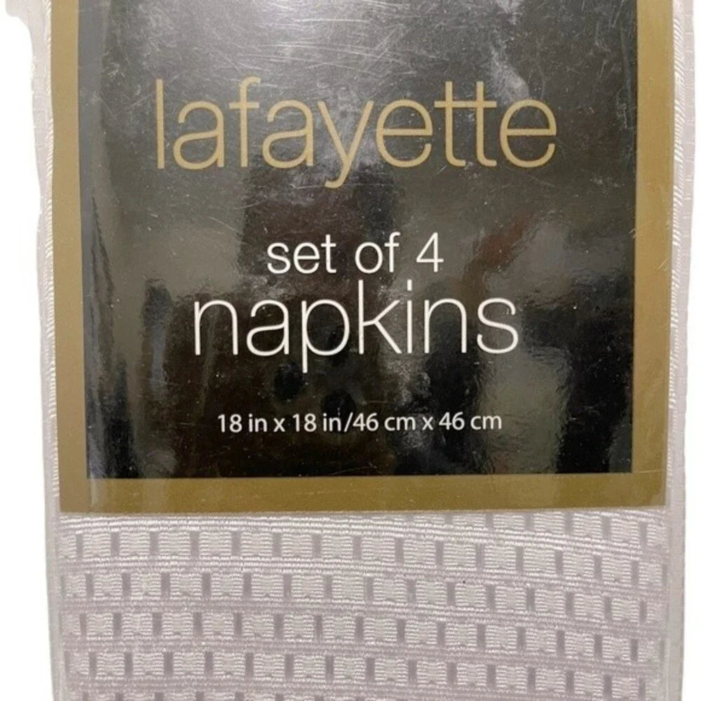Homewear Lafayette Set of 4 Fabric Napkins White 18”x18”